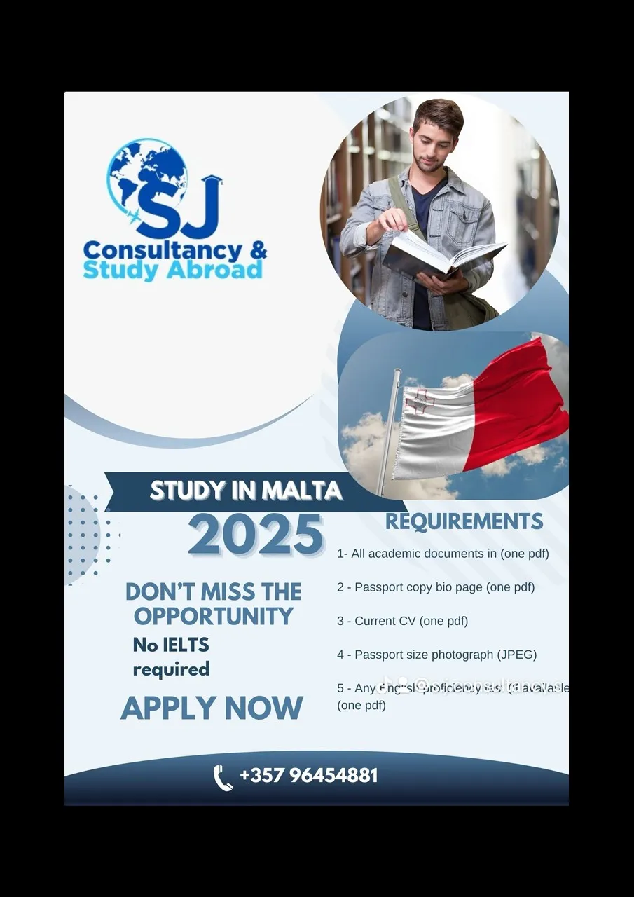 Study in Malta — SJ Consultancy flyer